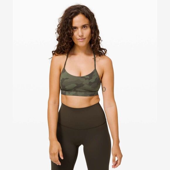 Lululemon Flow Y Bra Nulu *Light Support in Heritage 365 Camo Green Twill Multi - Picture 3 of 8